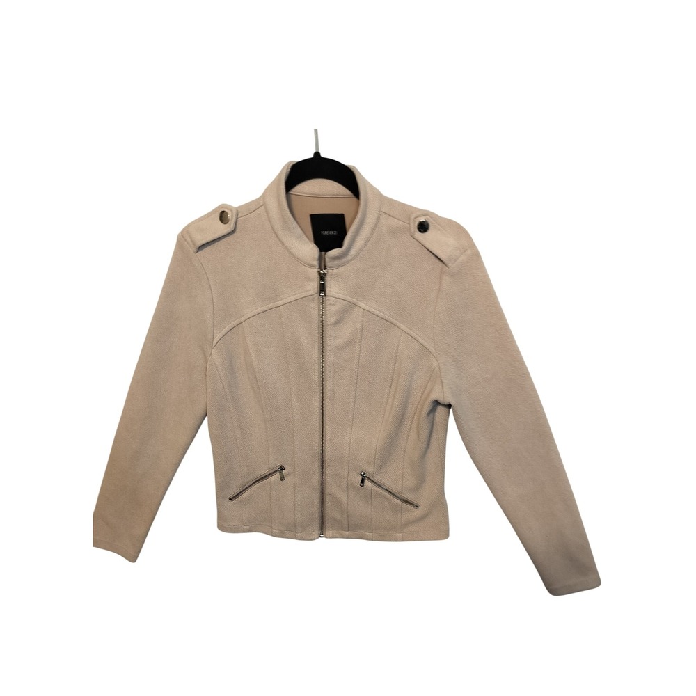 Forever 21 Light Pink Faux Suede Moto Jacket‎ Women's Size M